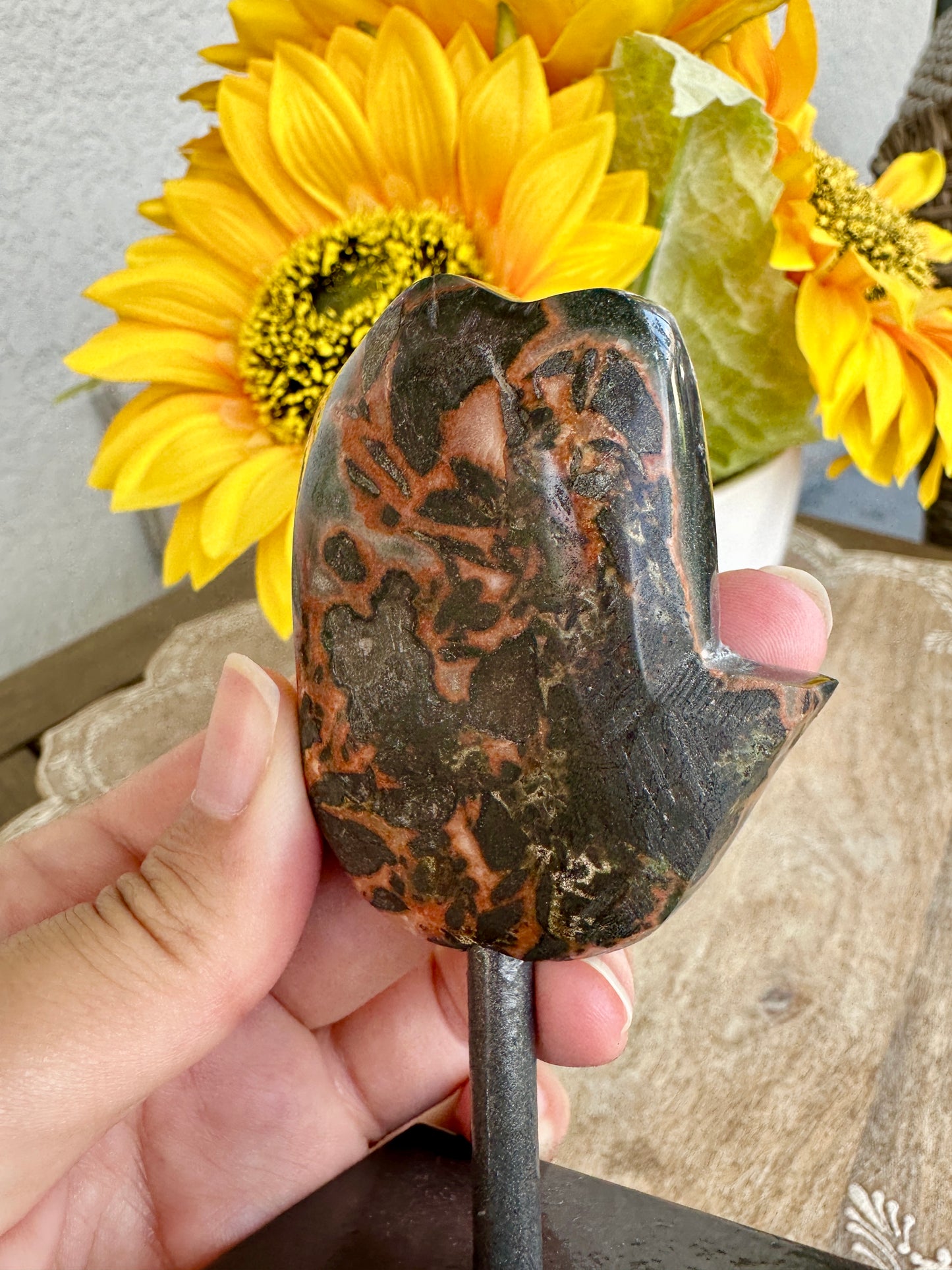 Druzy Amethyst Hamsa Hand on Stand from Uruguay - Protective Energy and Spiritual Tranquility Decor, Unique Amethyst Piece