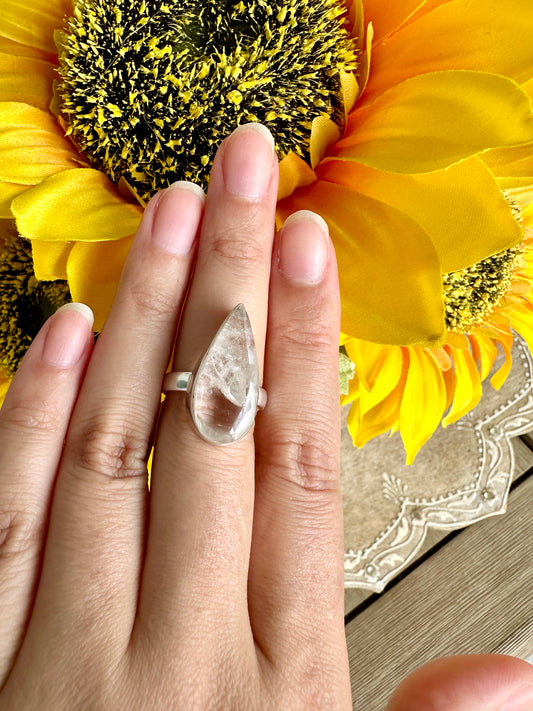 Clear Quartz Sterling Silver Ring – Size 8.25 – Elegant Gemstone Jewelry for Women