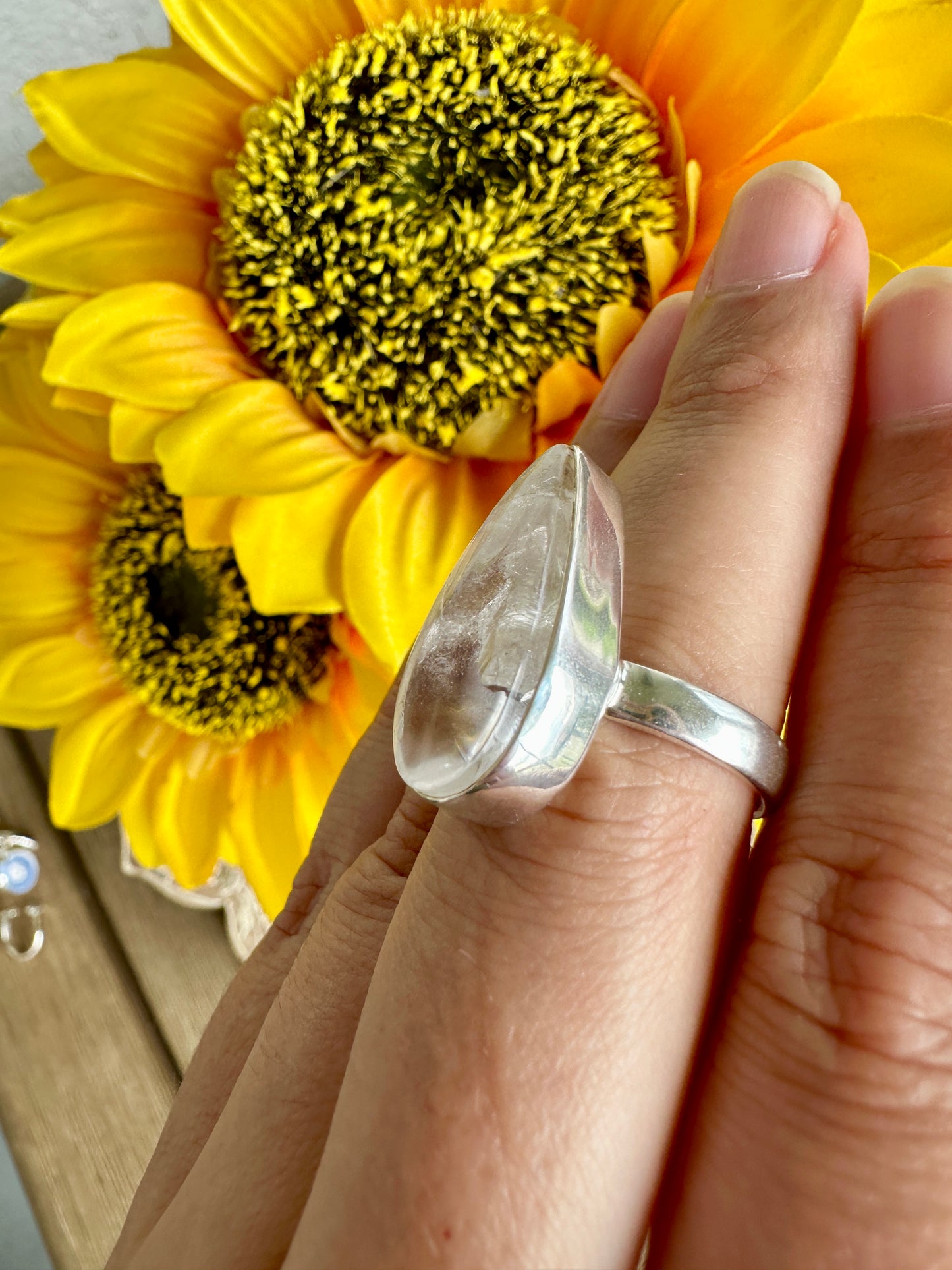 Clear Quartz Sterling Silver Ring – Size 8.25 – Elegant Gemstone Jewelry for Women