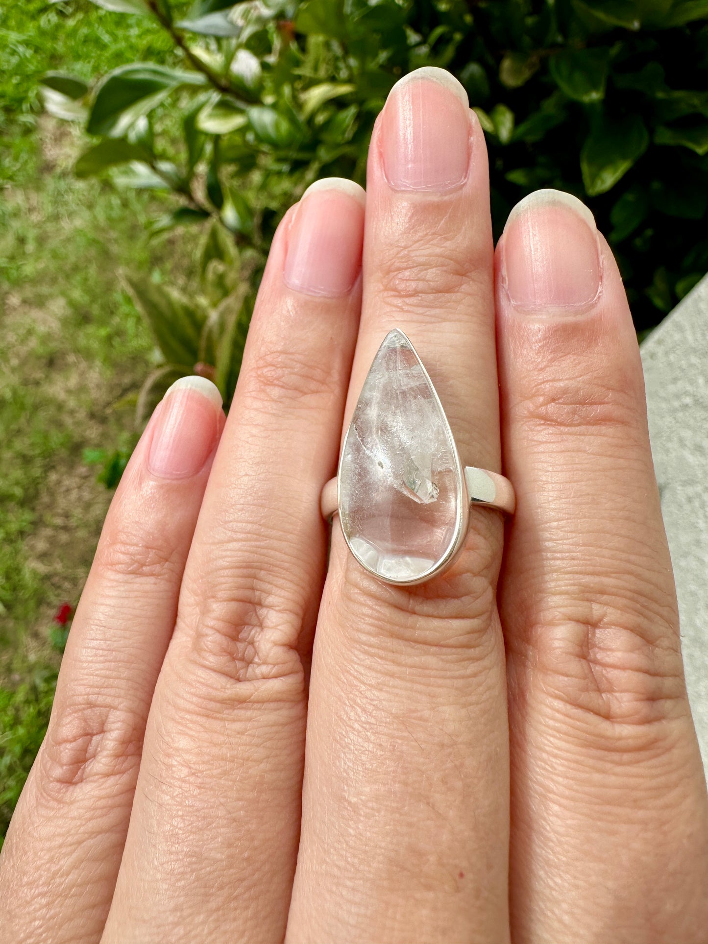 Clear Quartz Sterling Silver Ring – Size 8.25 – Elegant Gemstone Jewelry for Women