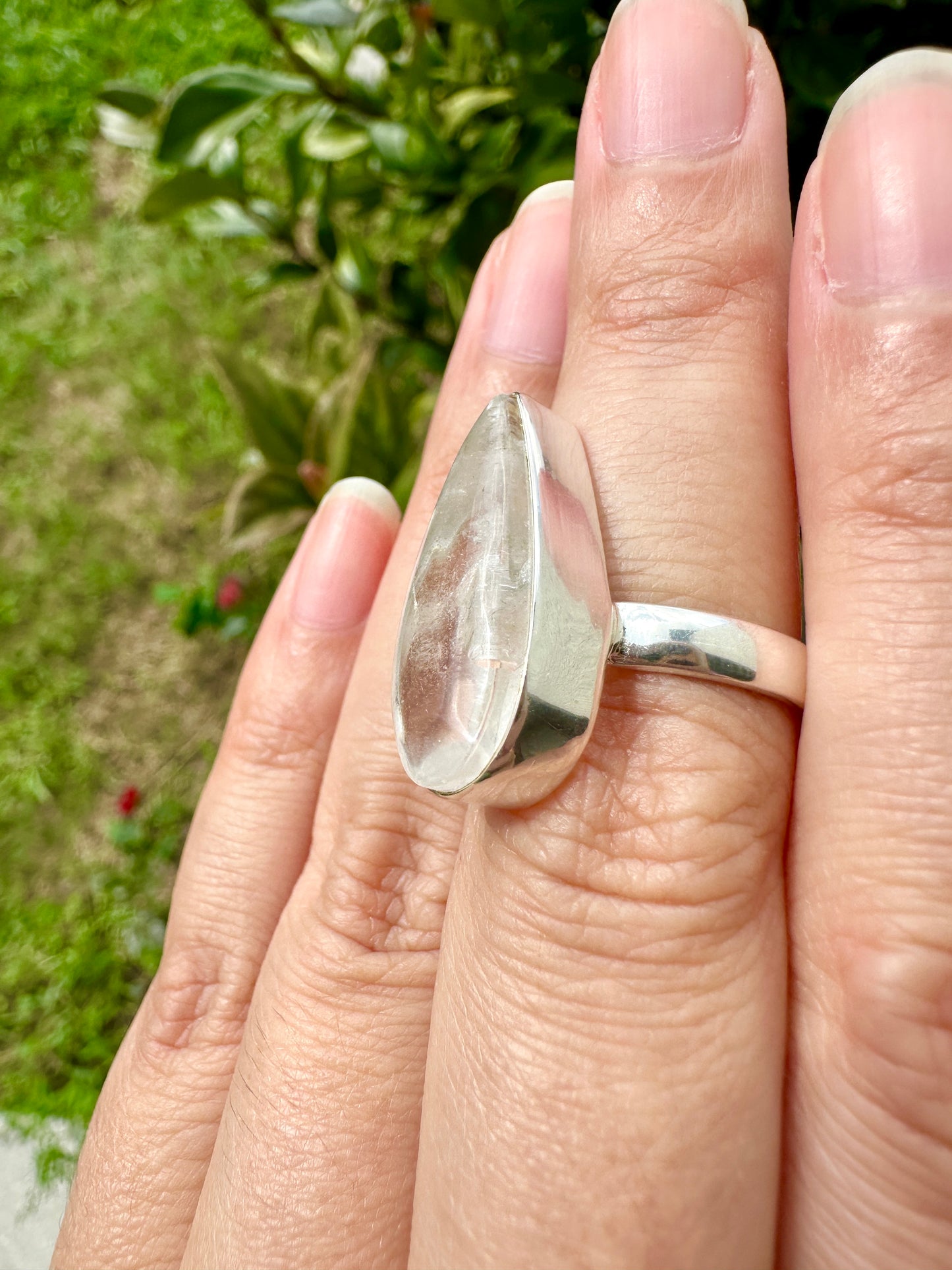 Clear Quartz Sterling Silver Ring – Size 8.25 – Elegant Gemstone Jewelry for Women