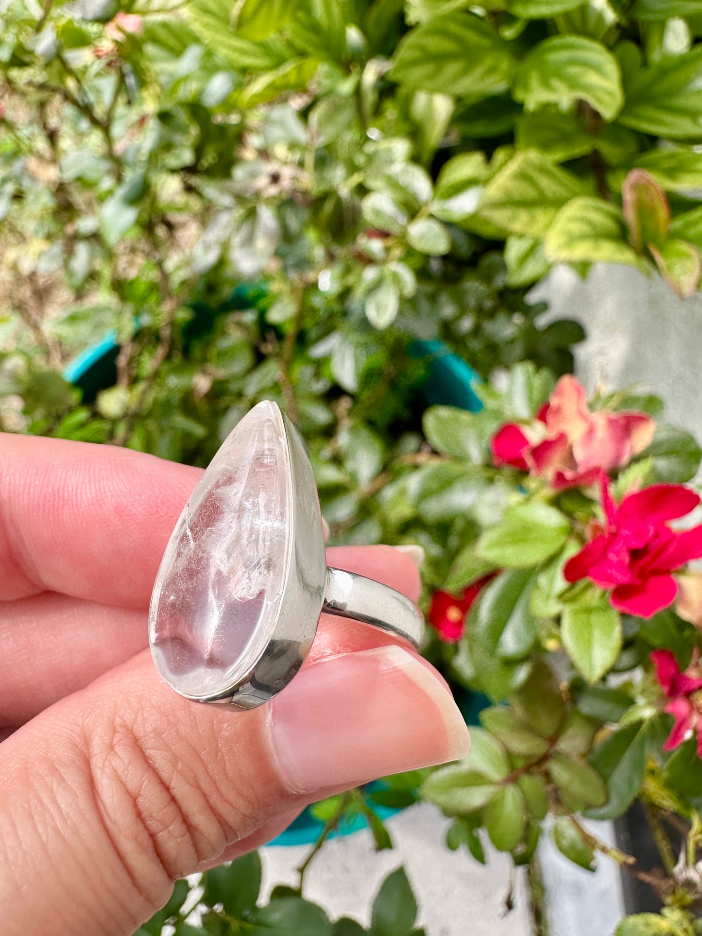 Clear Quartz Sterling Silver Ring – Size 8.25 – Elegant Gemstone Jewelry for Women