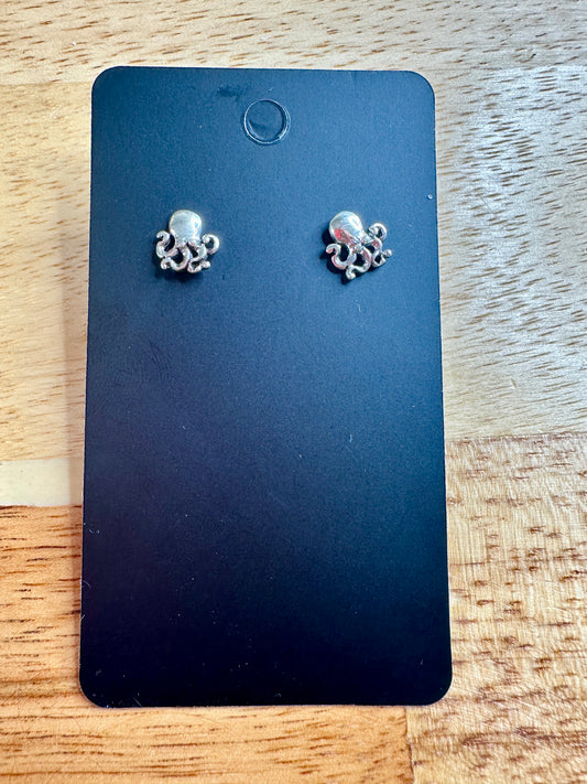 Octopus  -  Sterling Silver Stud Earrings
