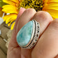 Elegant Larimar Sterling Silver Ring Size 8.25 - Natural Gemstone Ring for Healing, Fashion, and Gift Giving