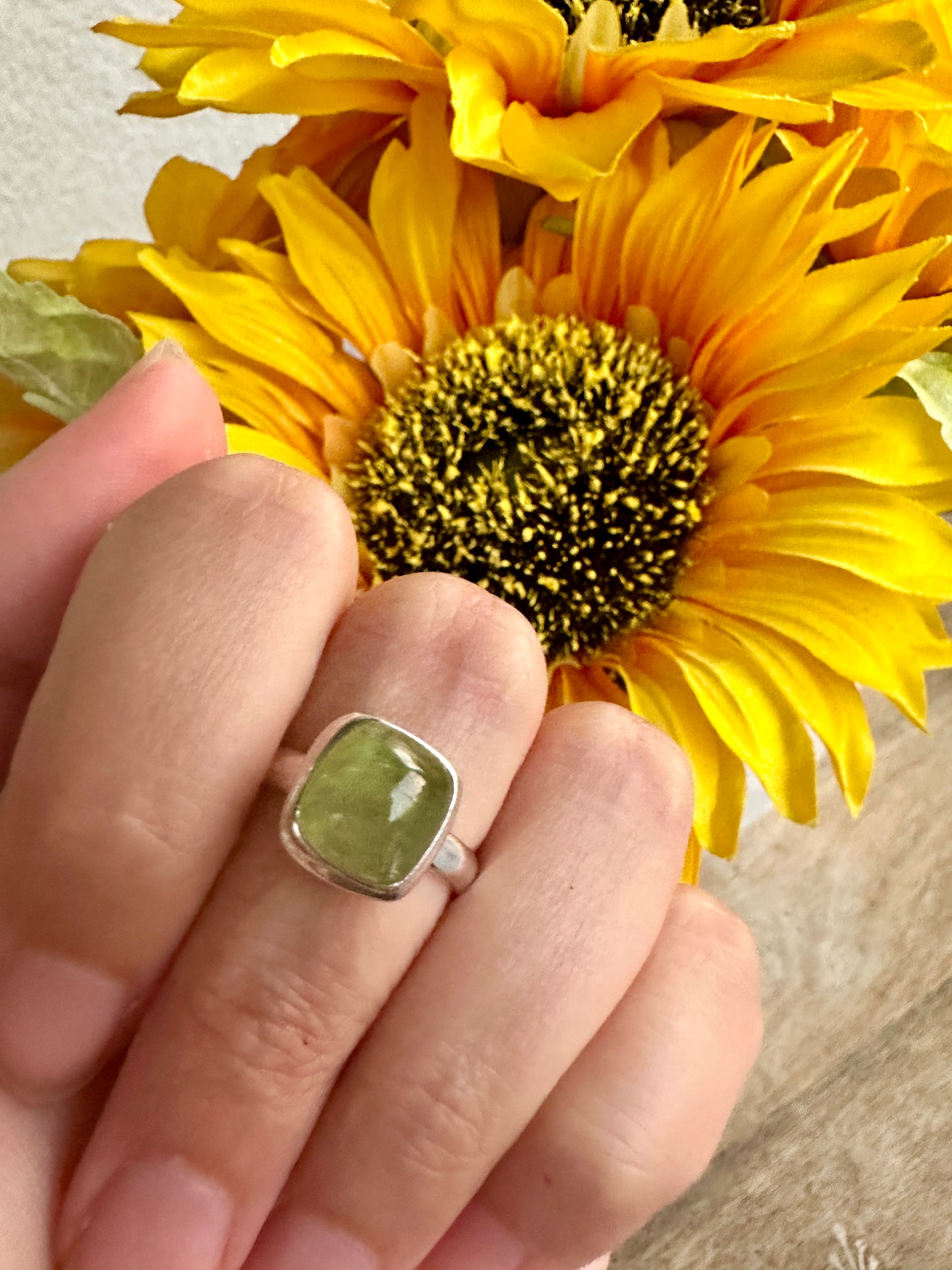 Green Kyanite Ring Size 7.25, Unique Gemstone Jewelry, Perfect Gift for Nature Lovers, Sterling Silver Elegant Accessory