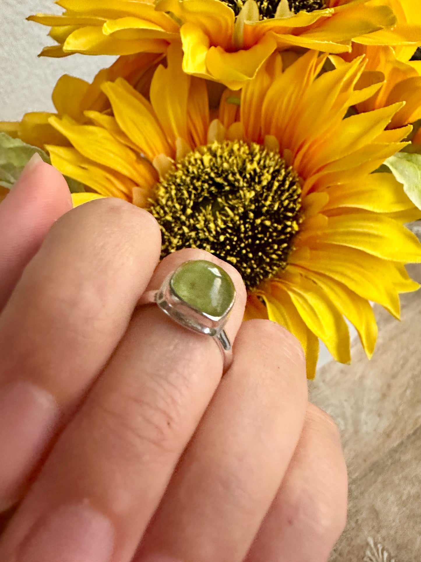 Green Kyanite Ring Size 7.25, Unique Gemstone Jewelry, Perfect Gift for Nature Lovers, Sterling Silver Elegant Accessory