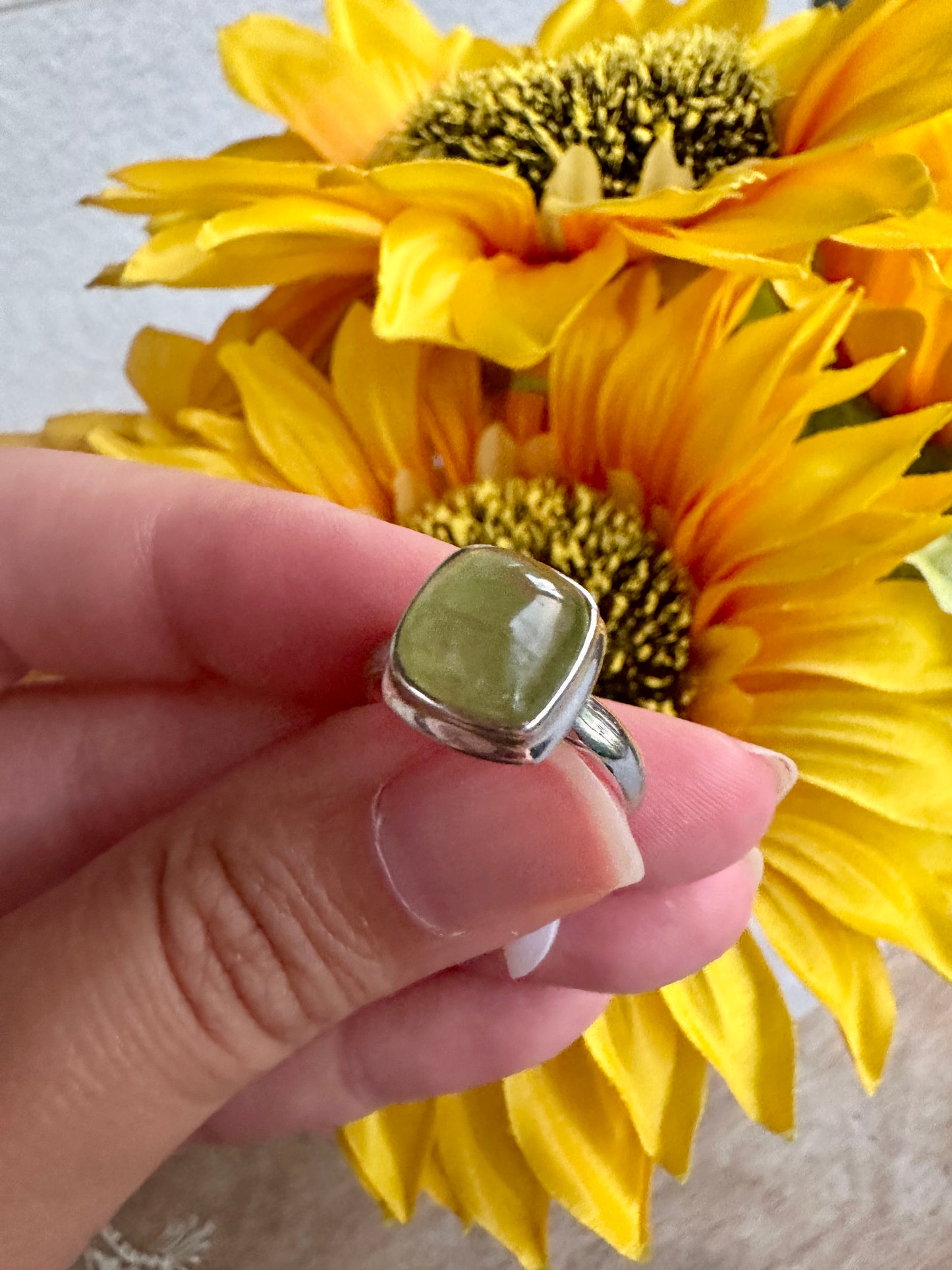 Green Kyanite Ring Size 7.25, Unique Gemstone Jewelry, Perfect Gift for Nature Lovers, Sterling Silver Elegant Accessory