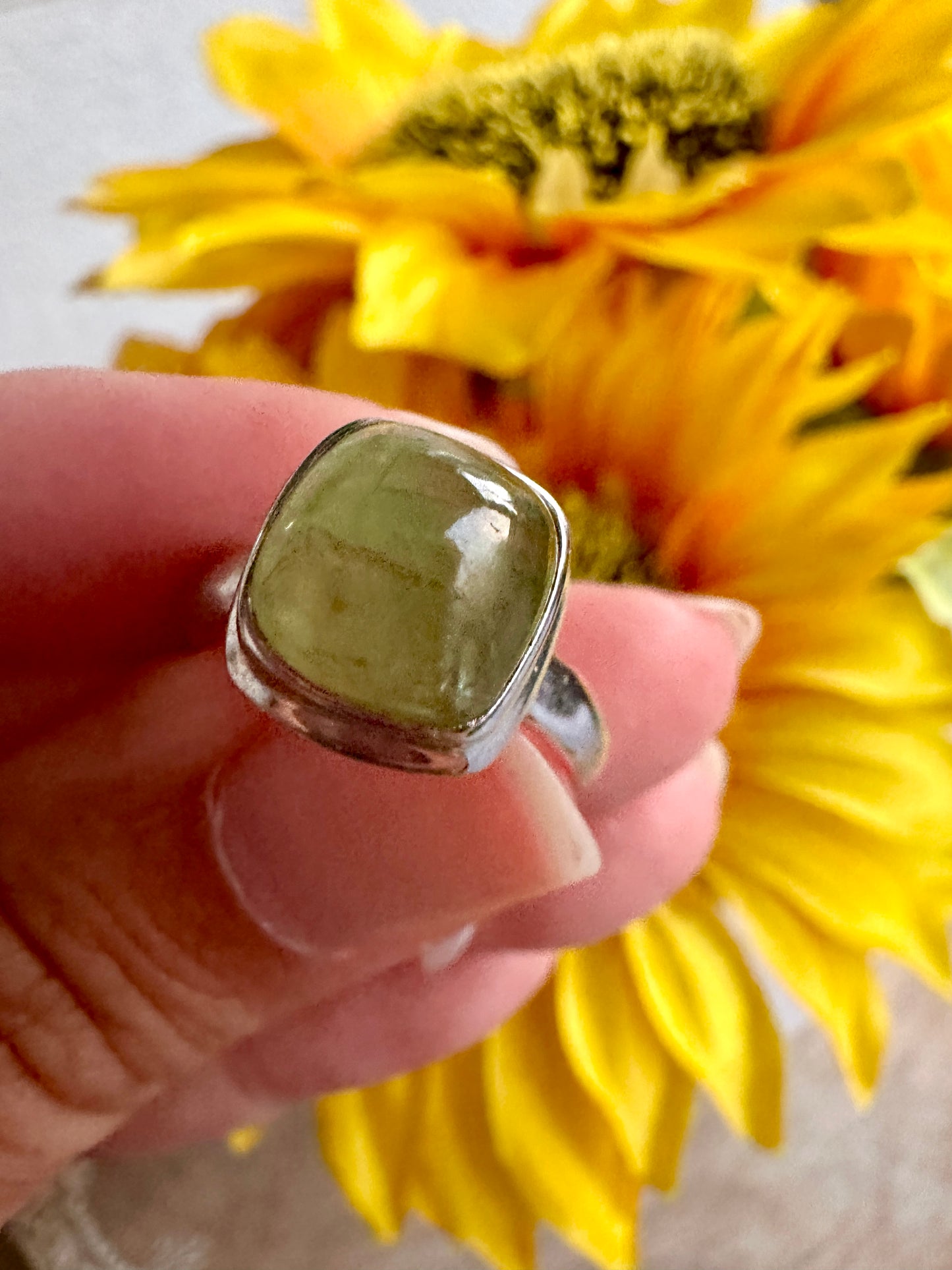 Green Kyanite Ring Size 7.25, Unique Gemstone Jewelry, Perfect Gift for Nature Lovers, Sterling Silver Elegant Accessory