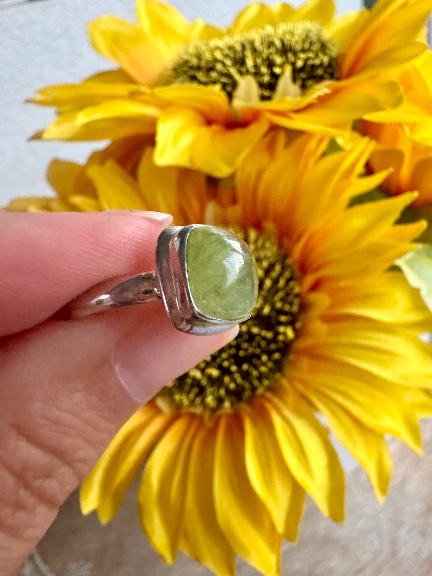 Green Kyanite Ring Size 7.25, Unique Gemstone Jewelry, Perfect Gift for Nature Lovers, Sterling Silver Elegant Accessory