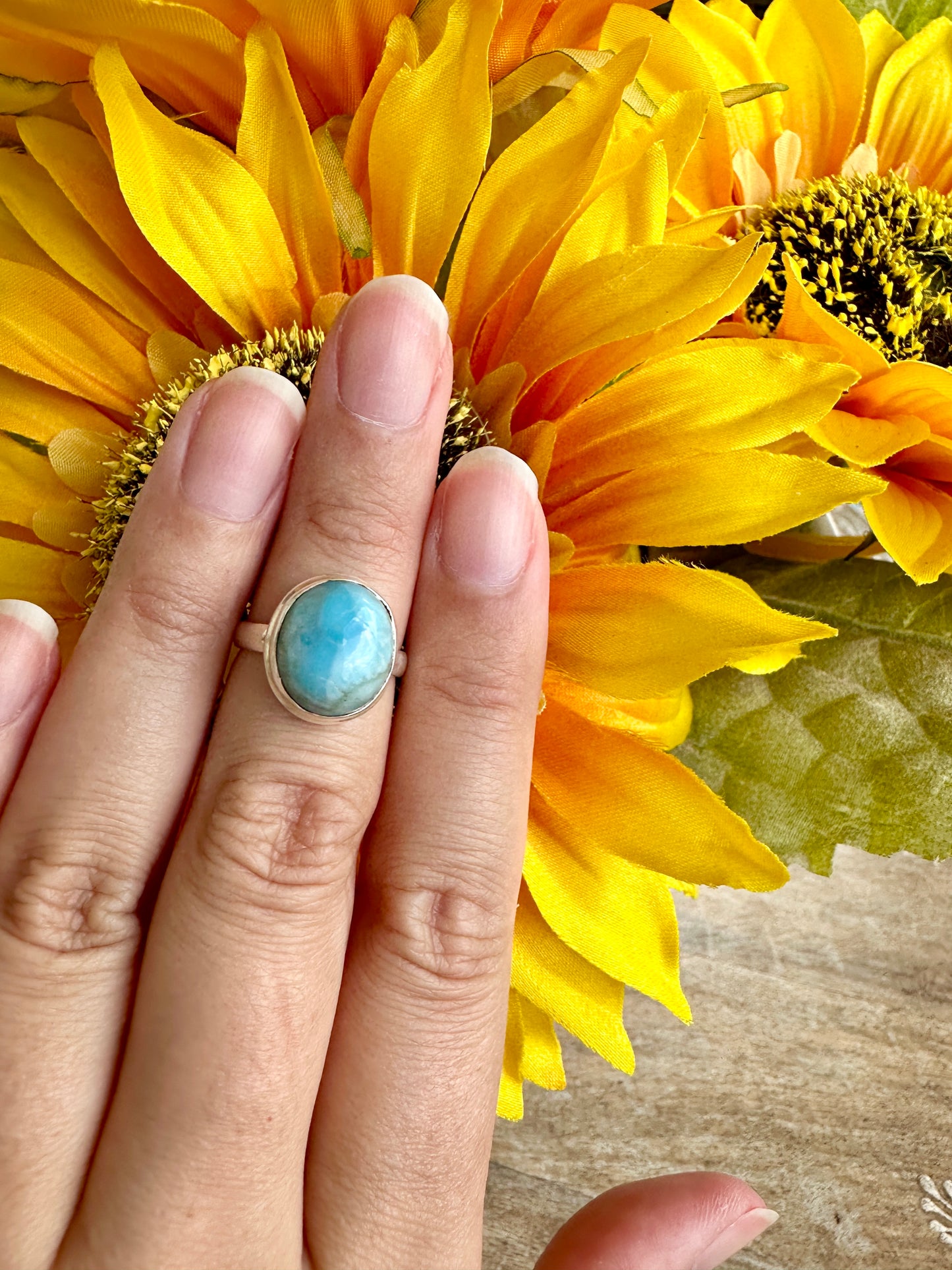 Elegant Larimar Sterling Silver Ring Size 6.25 - Natural Gemstone Ring for Healing, Fashion, and Gift Giving