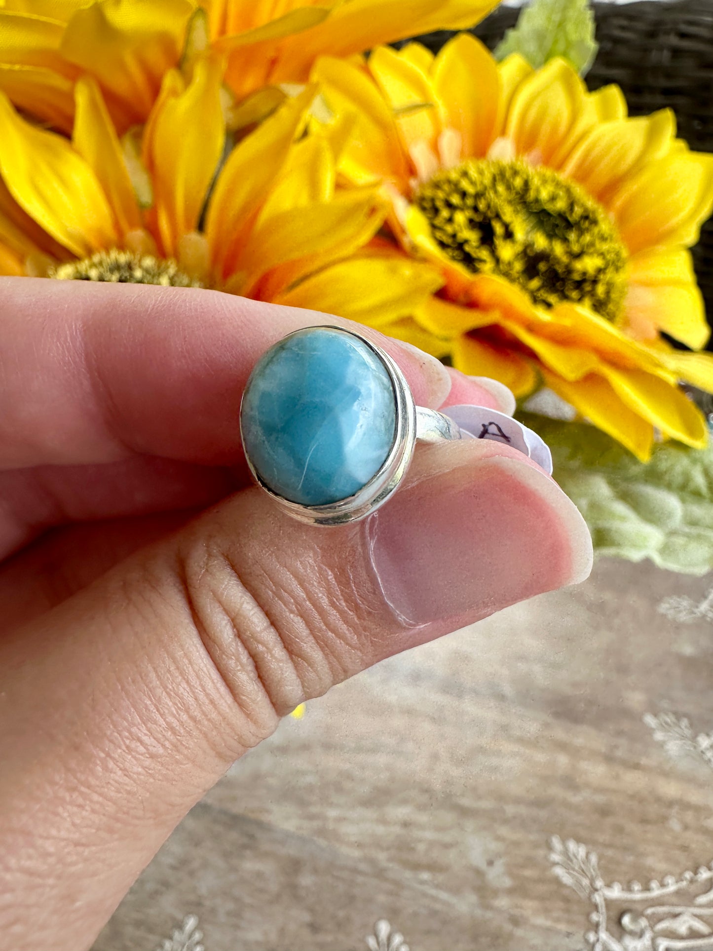 Elegant Larimar Sterling Silver Ring Size 6.25 - Natural Gemstone Ring for Healing, Fashion, and Gift Giving