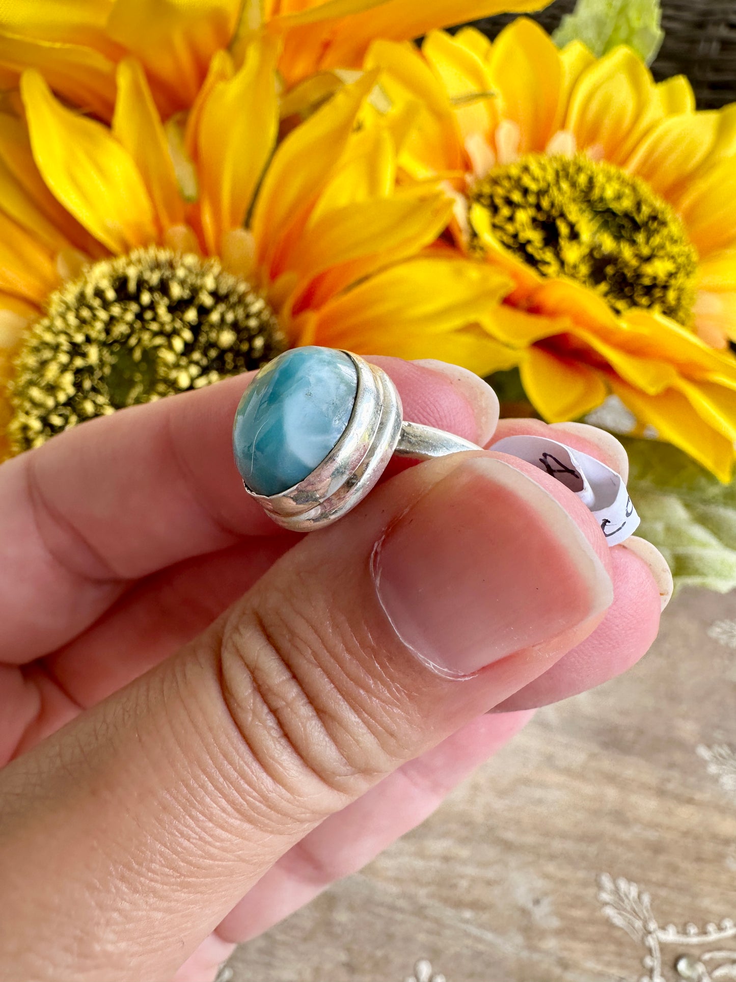 Elegant Larimar Sterling Silver Ring Size 6.25 - Natural Gemstone Ring for Healing, Fashion, and Gift Giving