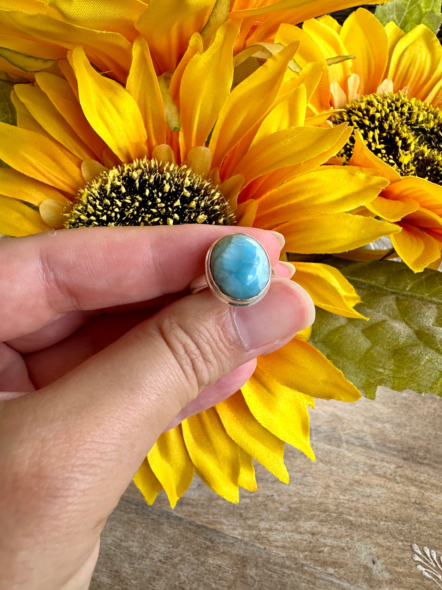 Elegant Larimar Sterling Silver Ring Size 6.25 - Natural Gemstone Ring for Healing, Fashion, and Gift Giving