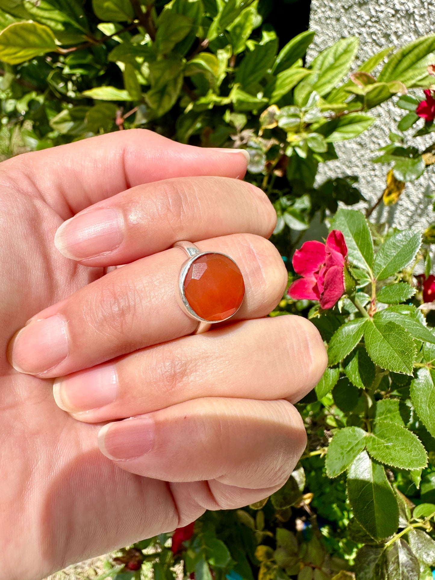 Elegant Sterling Silver Carnelian Ring Size 8.25 - Handcrafted Gemstone Jewelry for Women - Perfect for Special Occasions and Everyday Wear