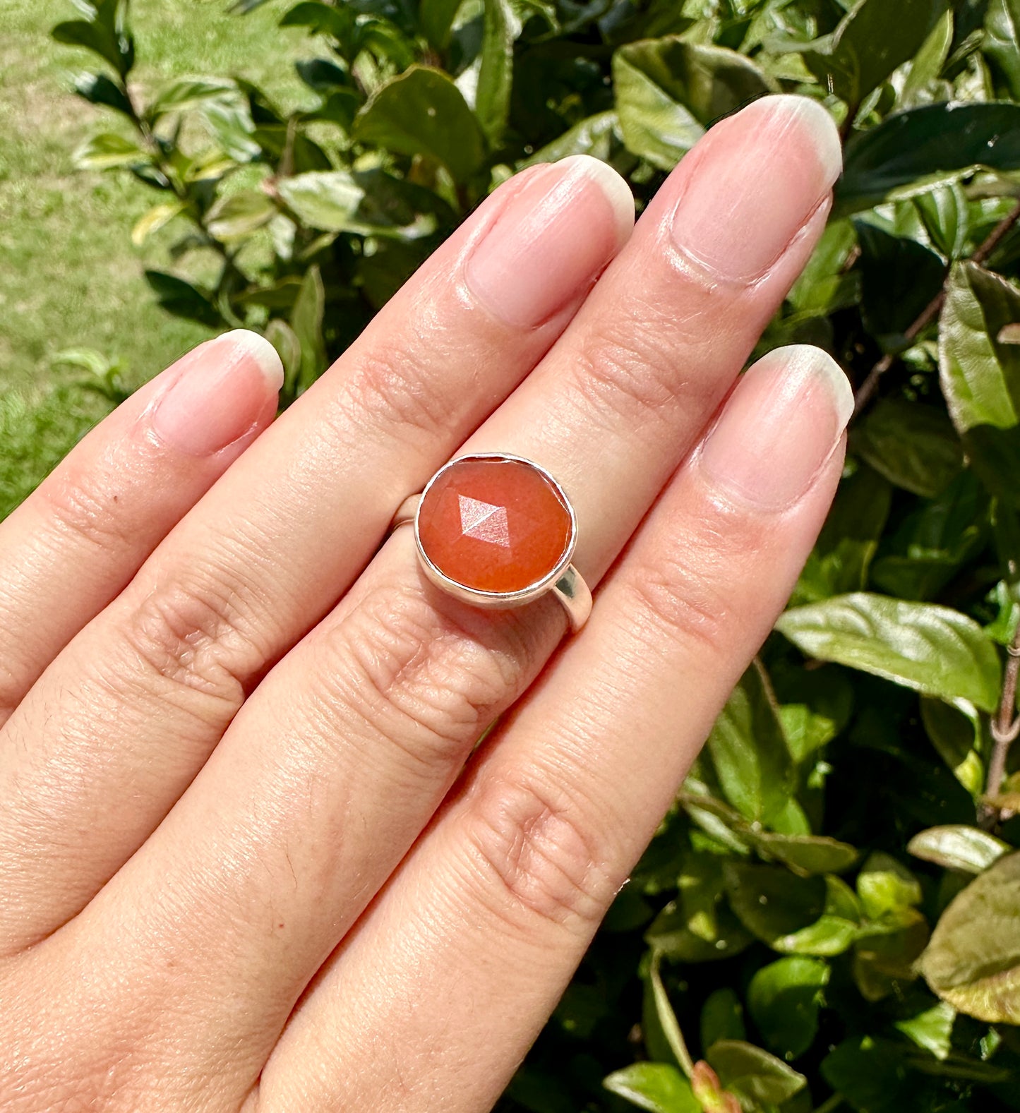 Elegant Sterling Silver Carnelian Ring Size 8.25 - Handcrafted Gemstone Jewelry for Women - Perfect for Special Occasions and Everyday Wear