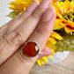 Elegant Sterling Silver Carnelian Ring Size 8.25 - Handcrafted Gemstone Jewelry for Women - Perfect for Special Occasions and Everyday Wear