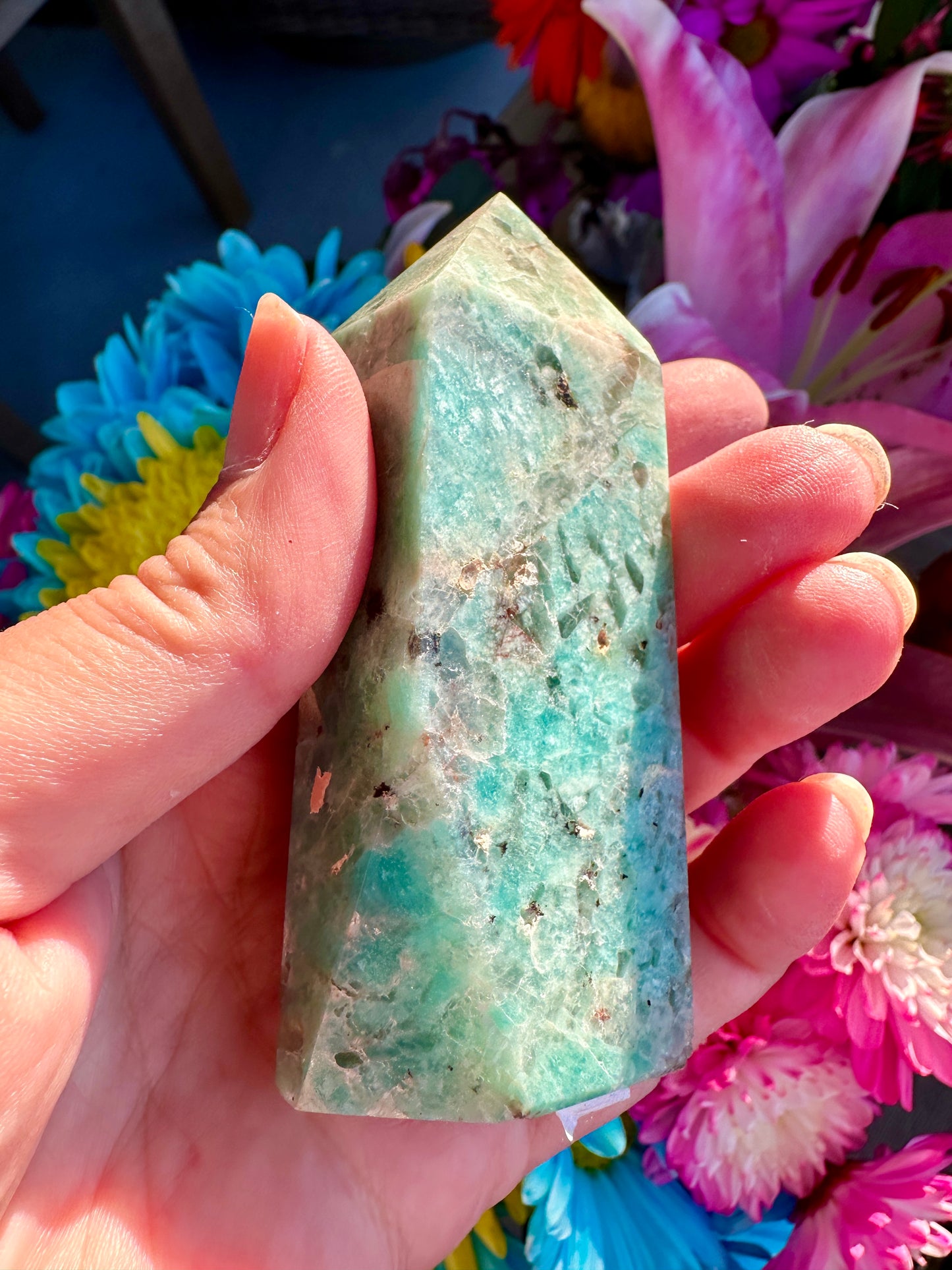 Elegant Amazonite Tower - Enhance Your Space with Calming Energy & Serene Beauty, Perfect for Meditation and Decor