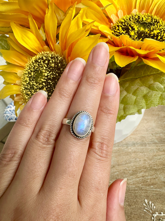 Sterling Silver Moonstone Ring Size 9.25, Captivating Handcrafted Gemstone Jewelry, Mystical Lunar Inspired Accessory, Unique Gift Idea