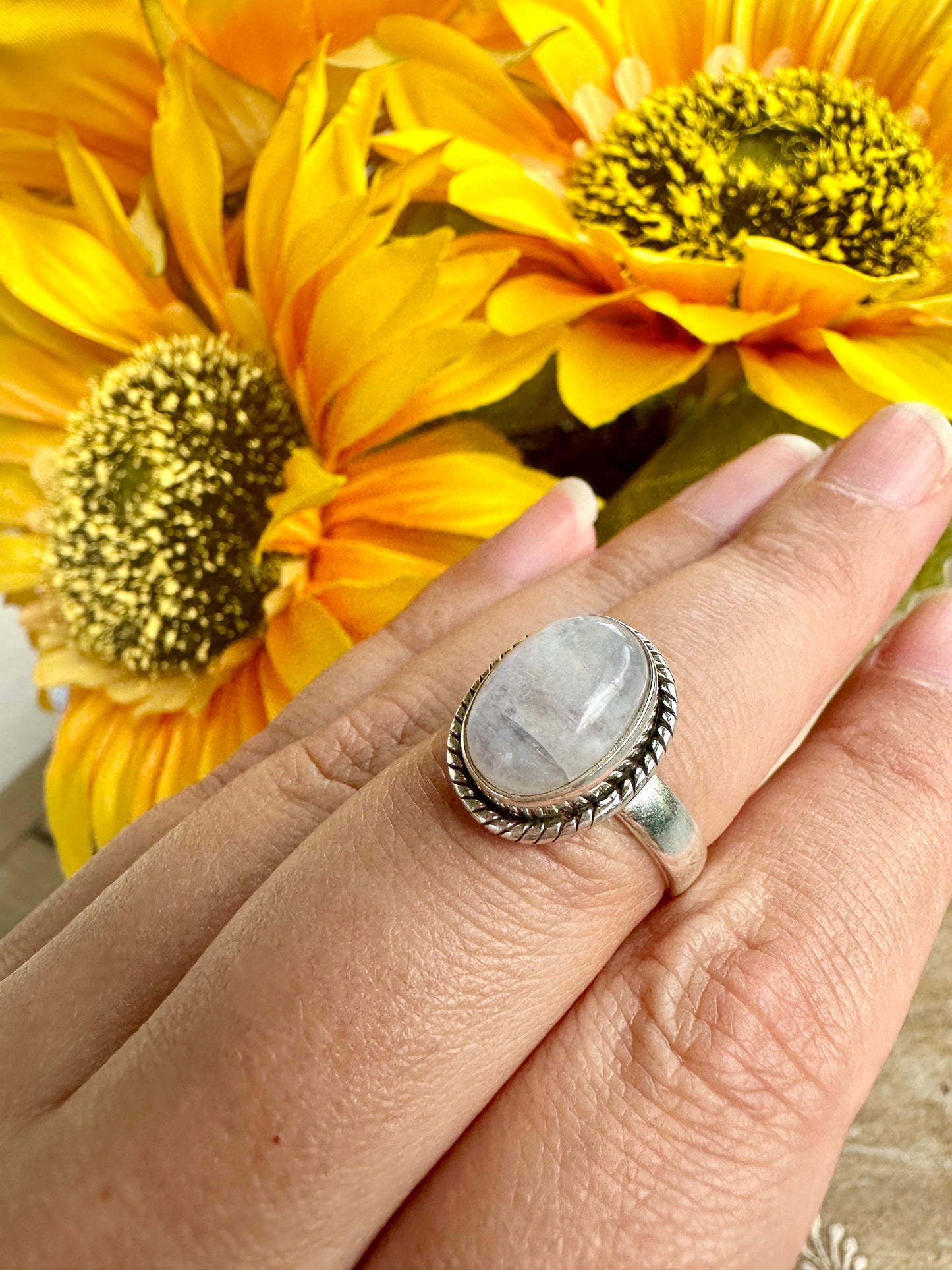 Sterling Silver Moonstone Ring Size 9.25, Captivating Handcrafted Gemstone Jewelry, Mystical Lunar Inspired Accessory, Unique Gift Idea