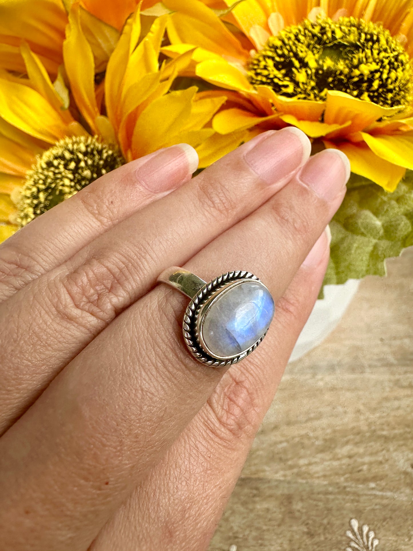 Sterling Silver Moonstone Ring Size 9.25, Captivating Handcrafted Gemstone Jewelry, Mystical Lunar Inspired Accessory, Unique Gift Idea