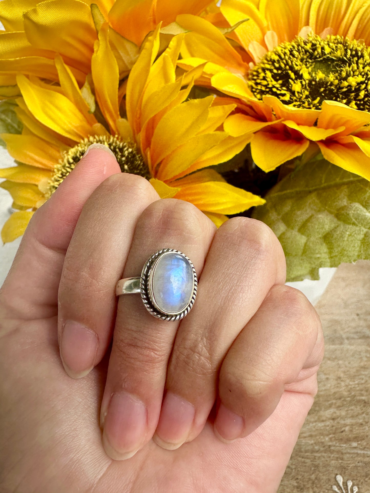 Sterling Silver Moonstone Ring Size 9.25, Captivating Handcrafted Gemstone Jewelry, Mystical Lunar Inspired Accessory, Unique Gift Idea