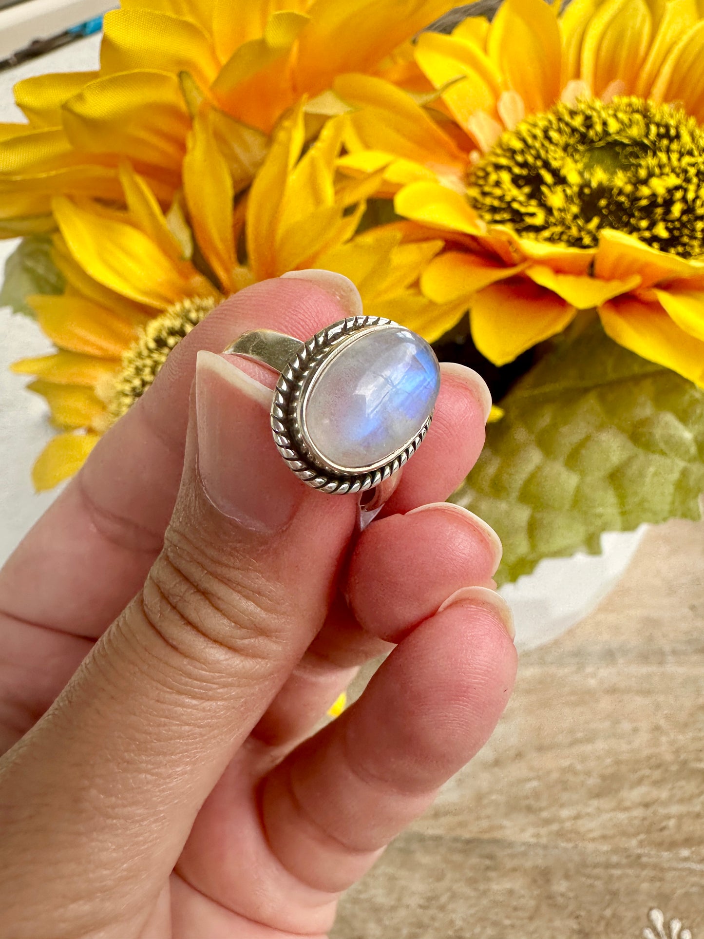 Sterling Silver Moonstone Ring Size 9.25, Captivating Handcrafted Gemstone Jewelry, Mystical Lunar Inspired Accessory, Unique Gift Idea