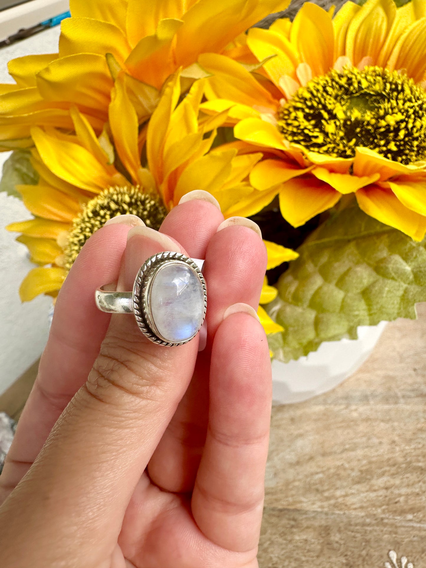 Sterling Silver Moonstone Ring Size 9.25, Captivating Handcrafted Gemstone Jewelry, Mystical Lunar Inspired Accessory, Unique Gift Idea