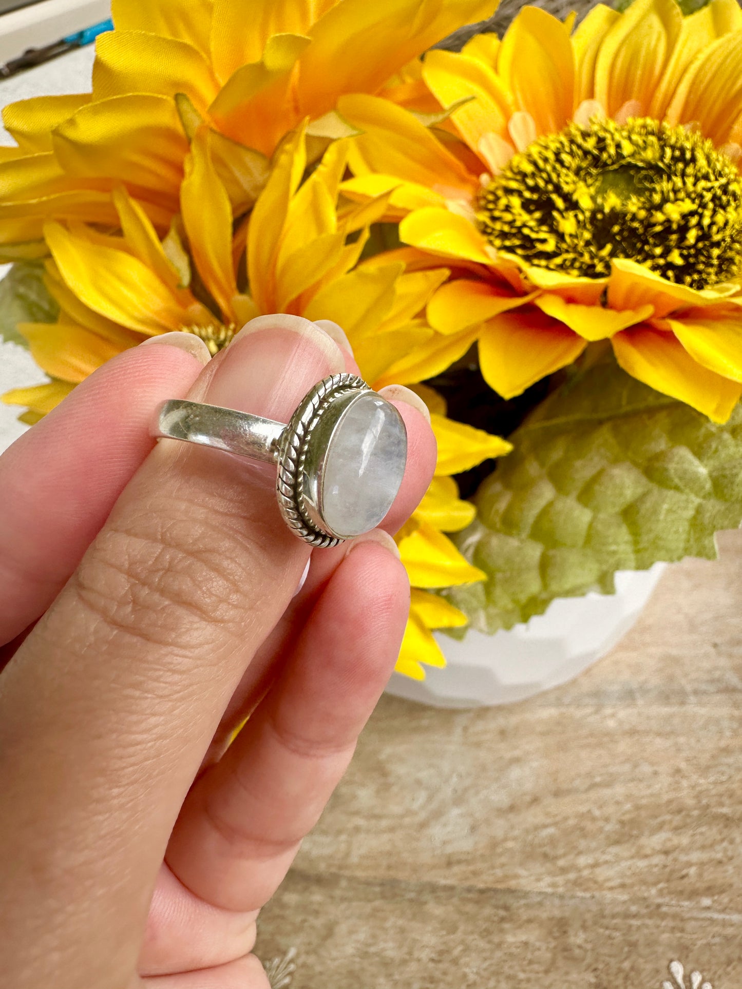 Sterling Silver Moonstone Ring Size 9.25, Captivating Handcrafted Gemstone Jewelry, Mystical Lunar Inspired Accessory, Unique Gift Idea