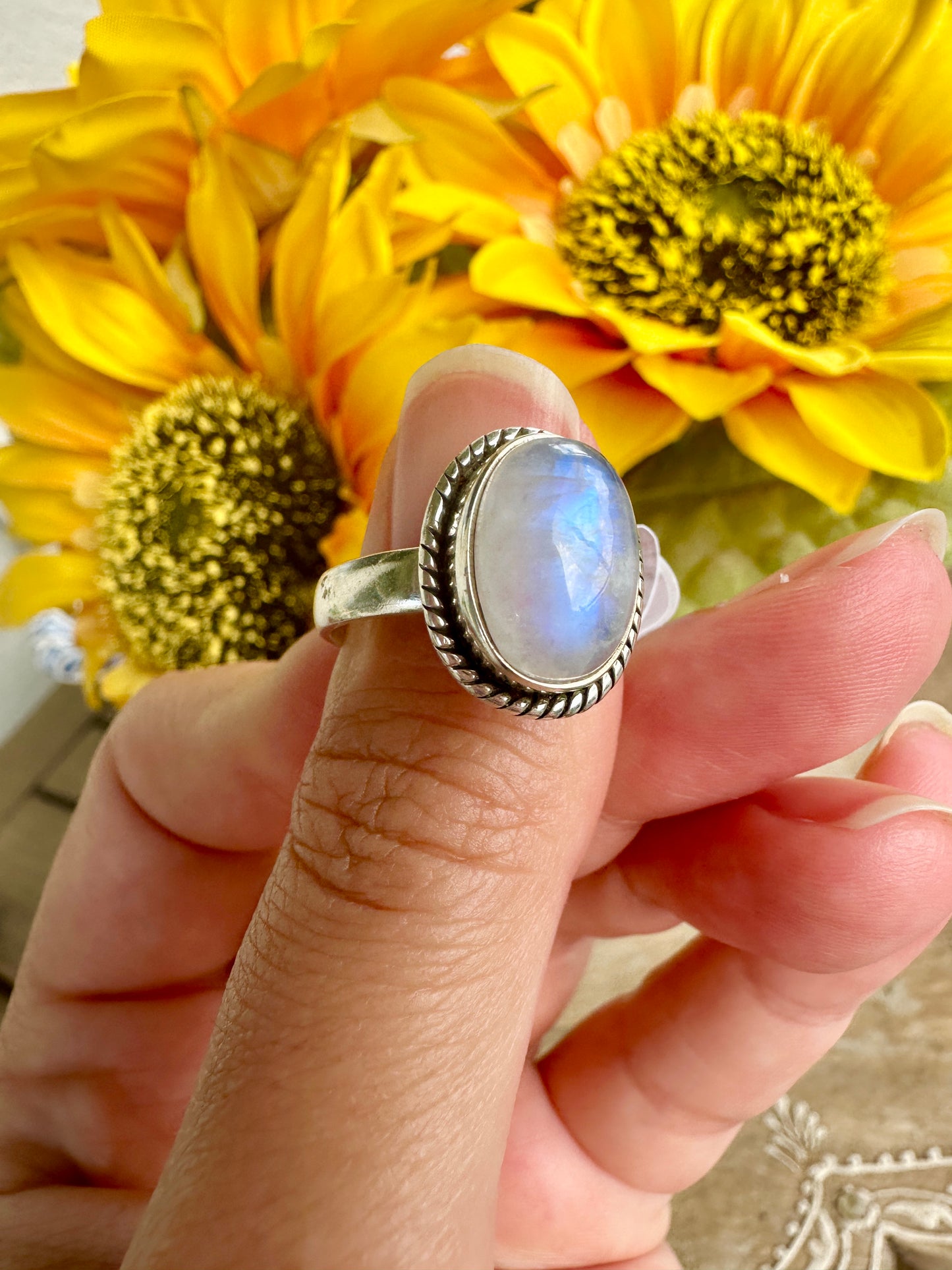 Sterling Silver Moonstone Ring Size 9.25, Captivating Handcrafted Gemstone Jewelry, Mystical Lunar Inspired Accessory, Unique Gift Idea