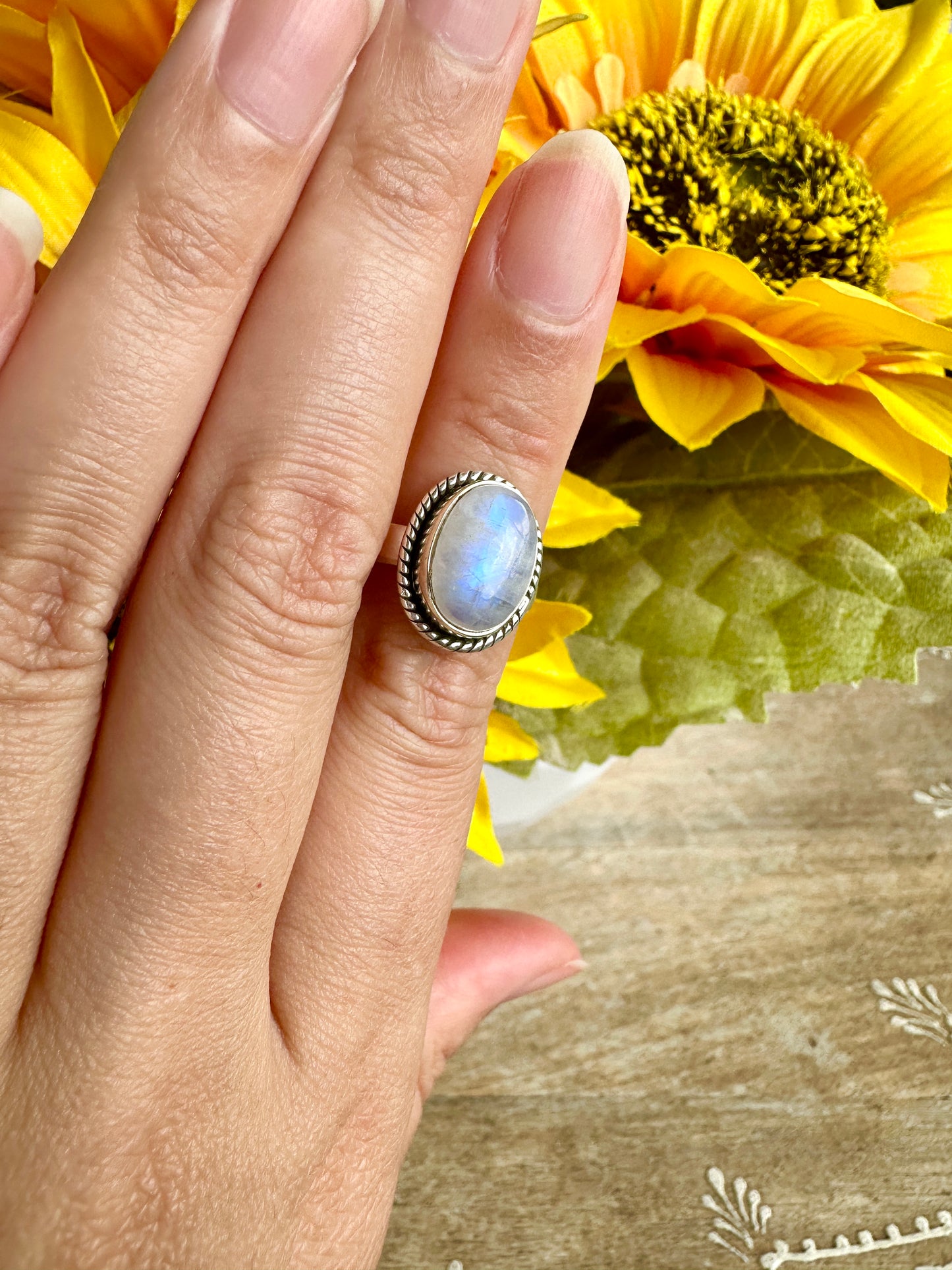 Sterling Silver Moonstone Ring Size 9.25, Captivating Handcrafted Gemstone Jewelry, Mystical Lunar Inspired Accessory, Unique Gift Idea