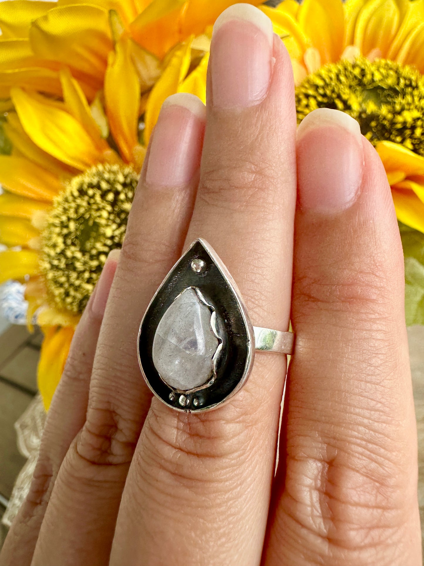 Sterling Silver Moonstone Ring Size 7.75, Captivating Handcrafted Gemstone Jewelry, Mystical Lunar Inspired Accessory, Unique Gift Idea