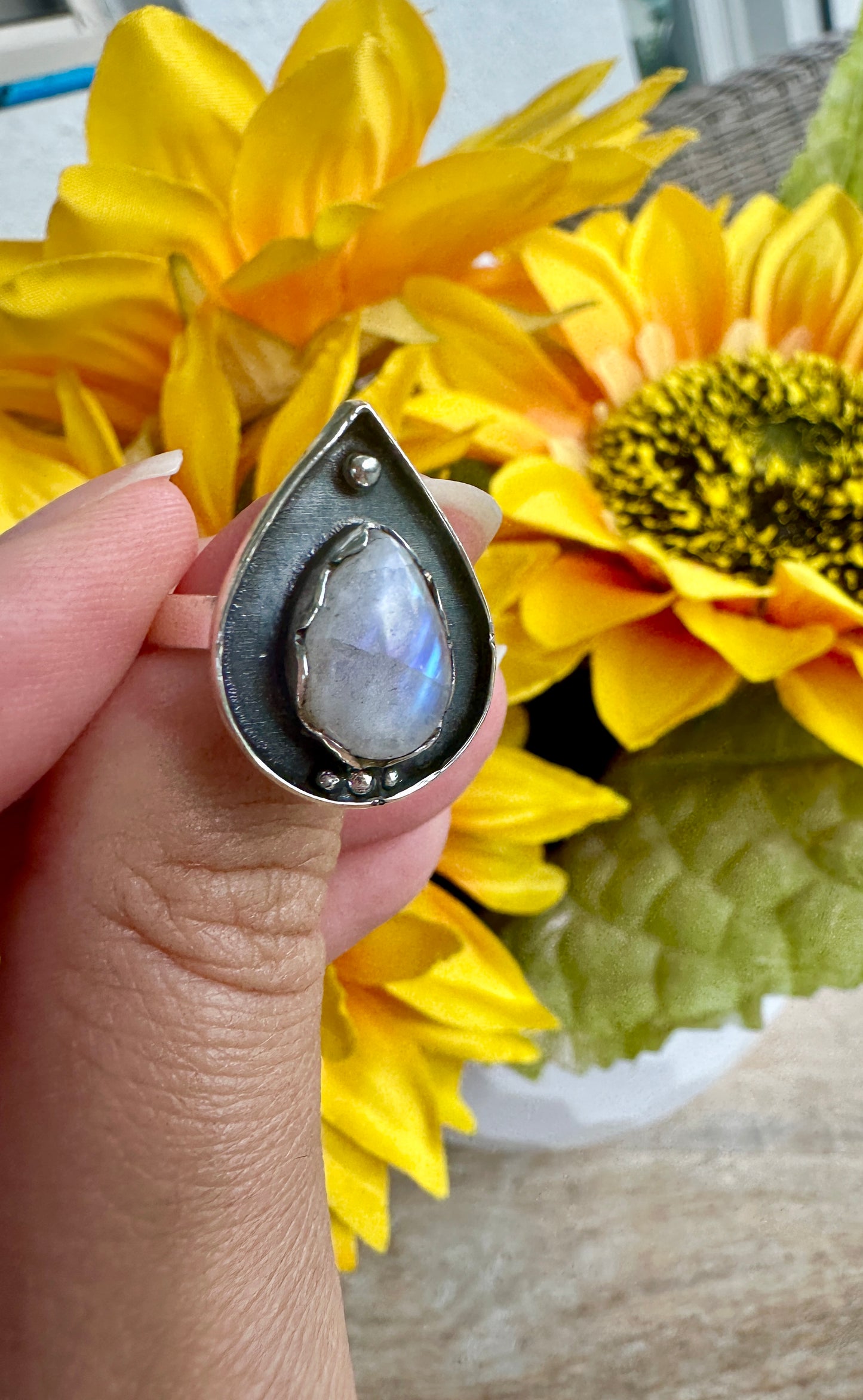 Sterling Silver Moonstone Ring Size 7.75, Captivating Handcrafted Gemstone Jewelry, Mystical Lunar Inspired Accessory, Unique Gift Idea