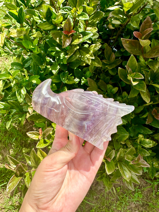 Fluorite Dragon Head – Unique Crystal Sculpture, Healing Stone, Home Decor, Feng Shui, Gift for Crystal Collectors