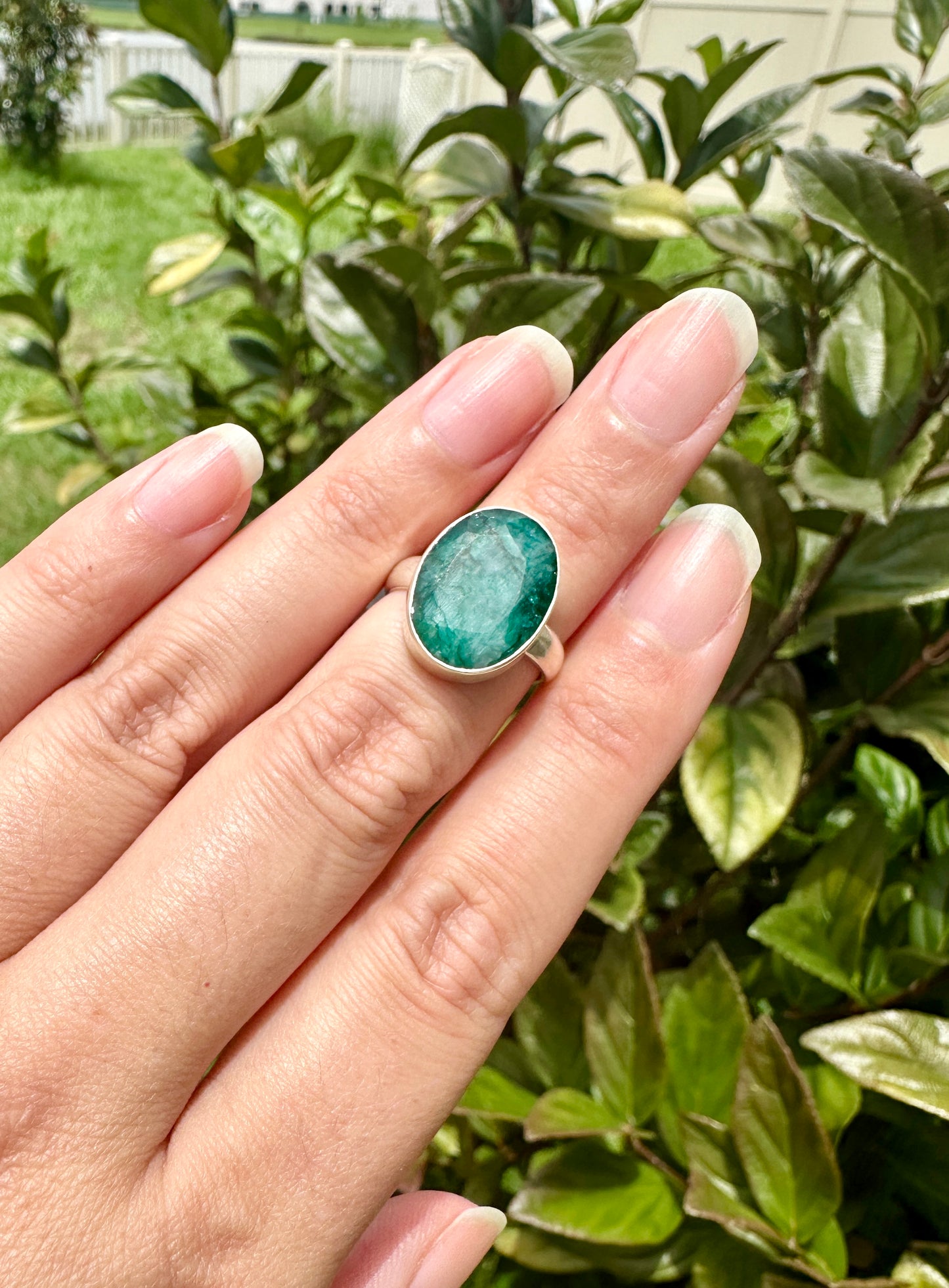 Elegant Emerald Sterling Silver Ring Size 6.5 - Natural Gemstone Ring for Healing, Fashion, and Gift Giving