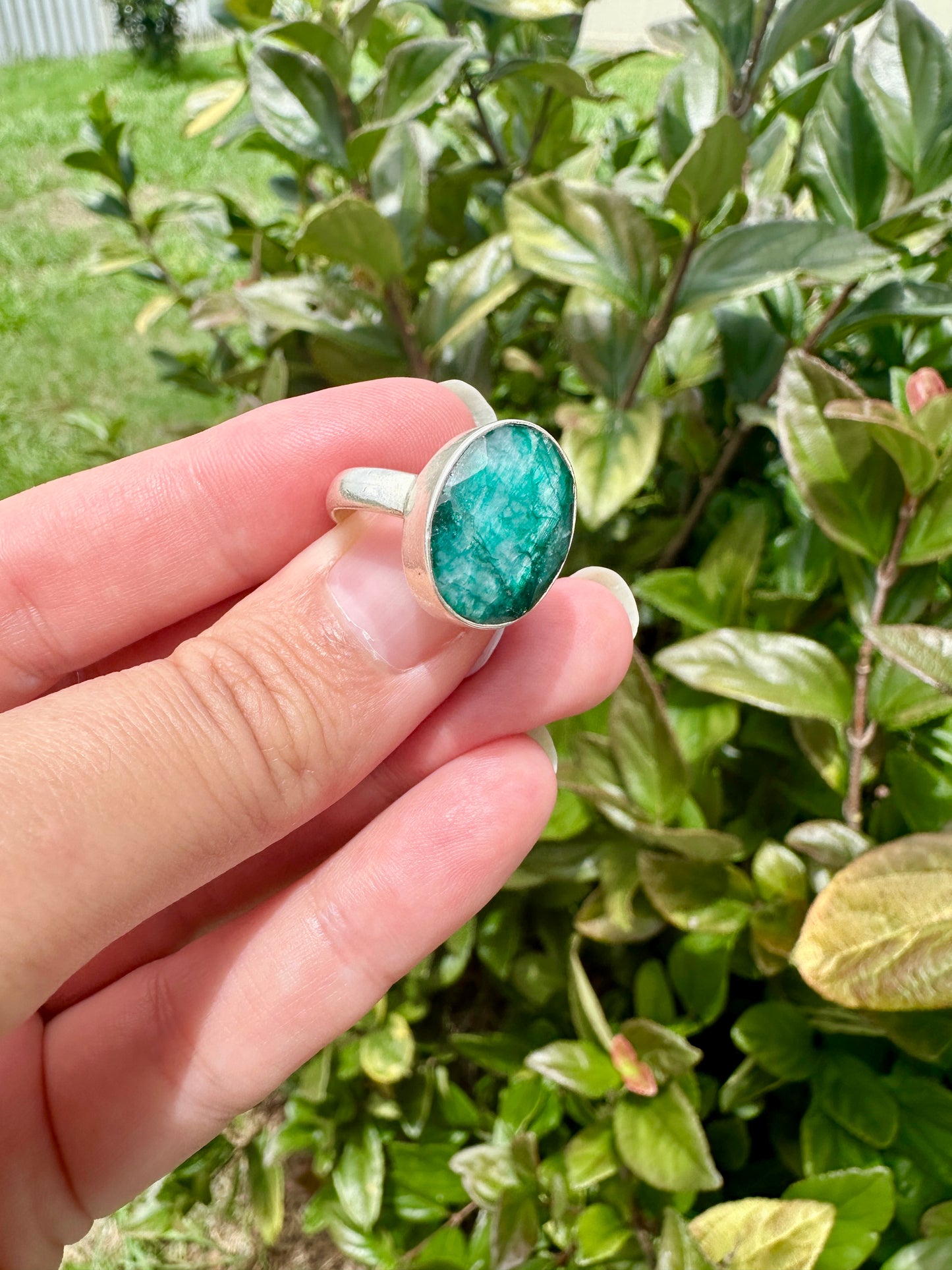 Elegant Emerald Sterling Silver Ring Size 6.5 - Natural Gemstone Ring for Healing, Fashion, and Gift Giving