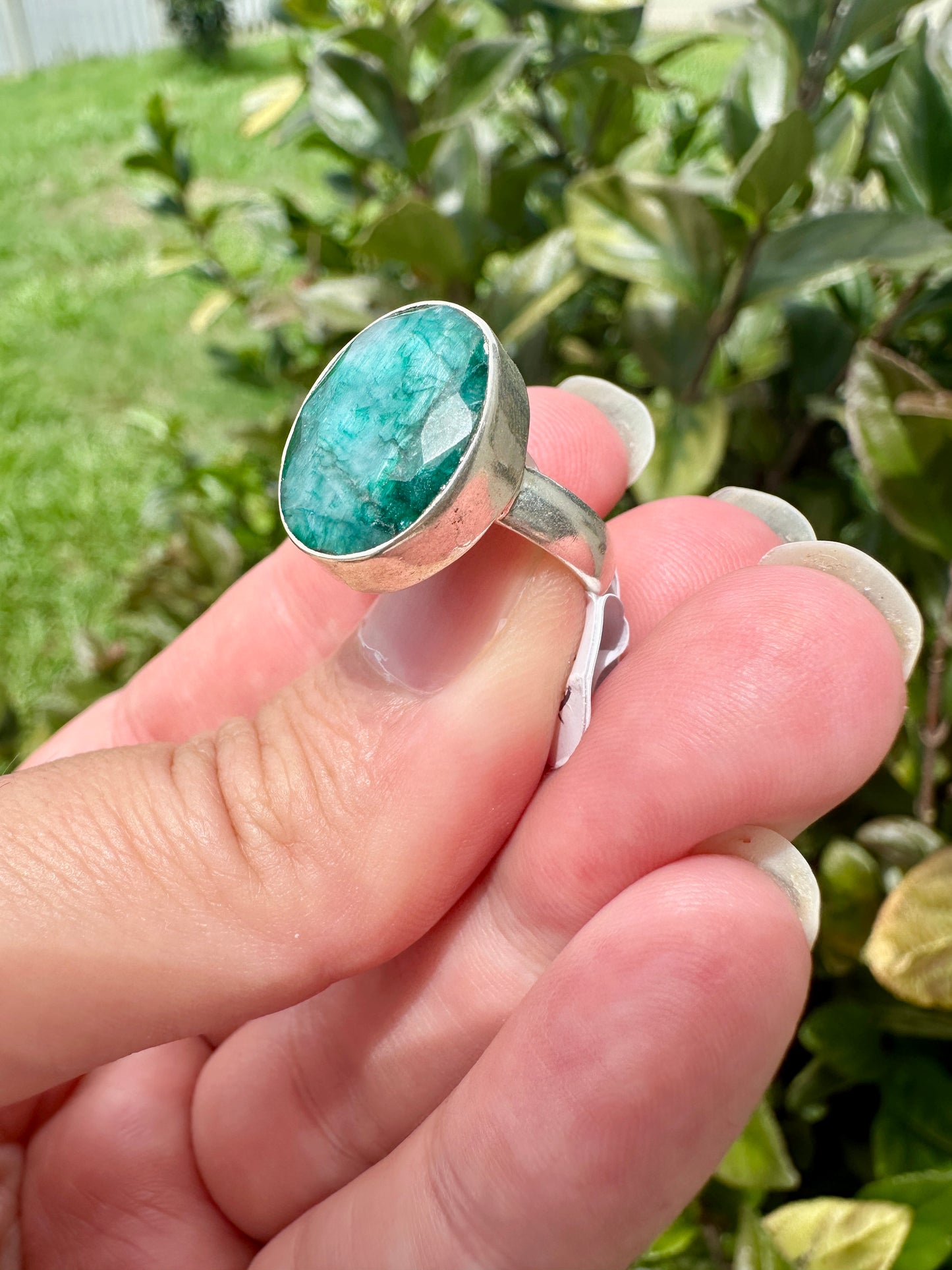 Elegant Emerald Sterling Silver Ring Size 6.5 - Natural Gemstone Ring for Healing, Fashion, and Gift Giving