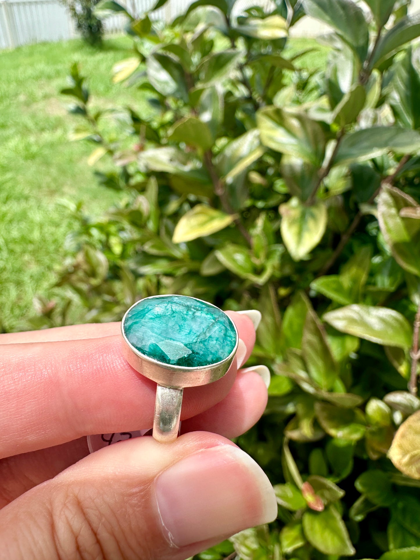 Elegant Emerald Sterling Silver Ring Size 6.5 - Natural Gemstone Ring for Healing, Fashion, and Gift Giving