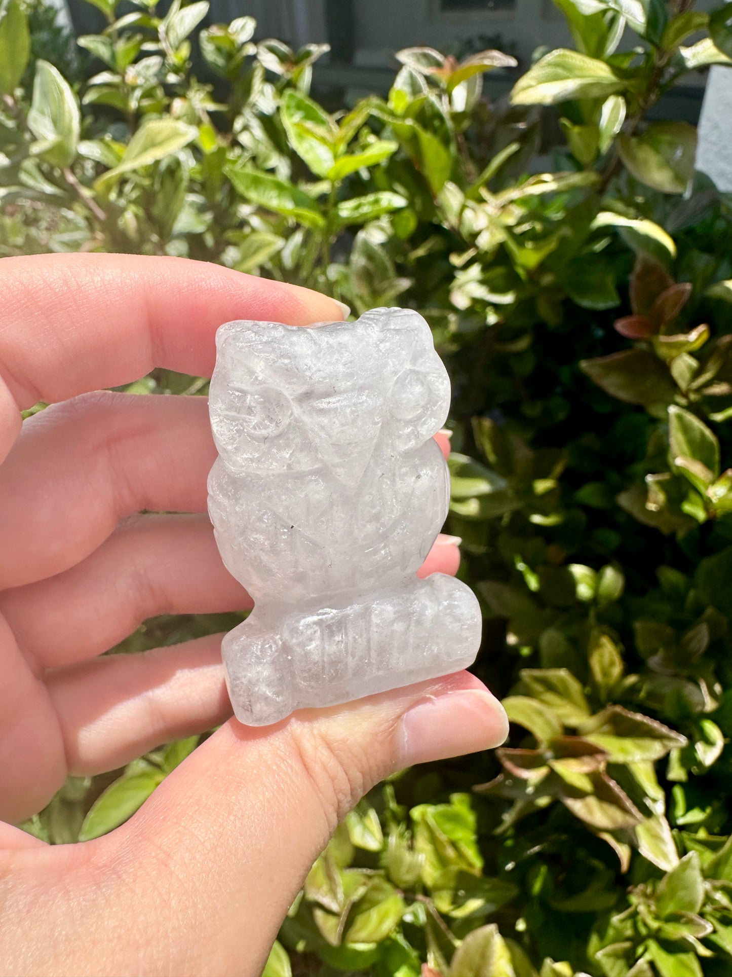 Clear Quartz Owl Carving, Elegant and Enlightening Decor, Perfect for Home or Office, Unique Gift for Owl Lovers