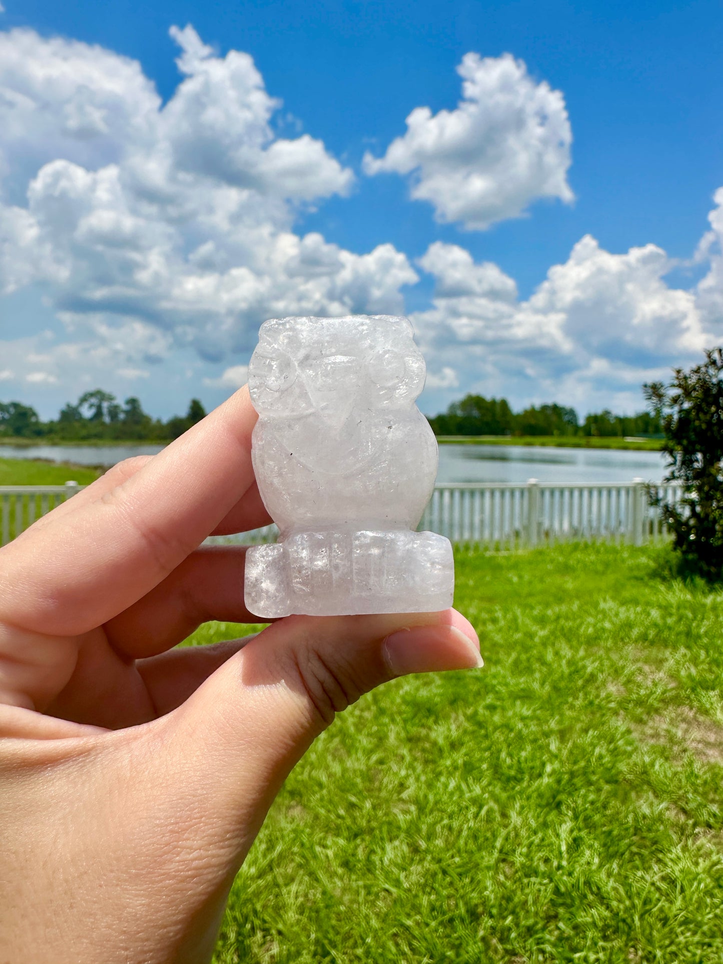 Clear Quartz Owl Carving, Elegant and Enlightening Decor, Perfect for Home or Office, Unique Gift for Owl Lovers