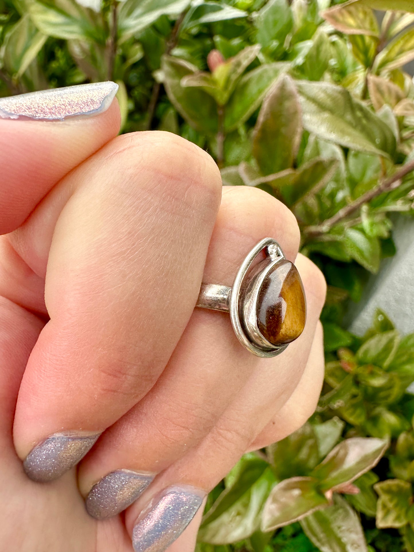 Tiger’s Eye Sterling Silver Ring, Bold and Stylish Design, Perfect for Men and Women, Size 10 Ring