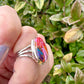 Kingman Pink Dahlia Turquoise Ring Size 7.25, Unique Gemstone Jewelry, Perfect Gift for Her, Elegant Sterling Silver Band