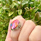 Kingman Pink Dahlia Turquoise Ring Size 7.25, Unique Gemstone Jewelry, Perfect Gift for Her, Elegant Sterling Silver Band