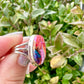 Kingman Pink Dahlia Turquoise Ring Size 7.25, Unique Gemstone Jewelry, Perfect Gift for Her, Elegant Sterling Silver Band