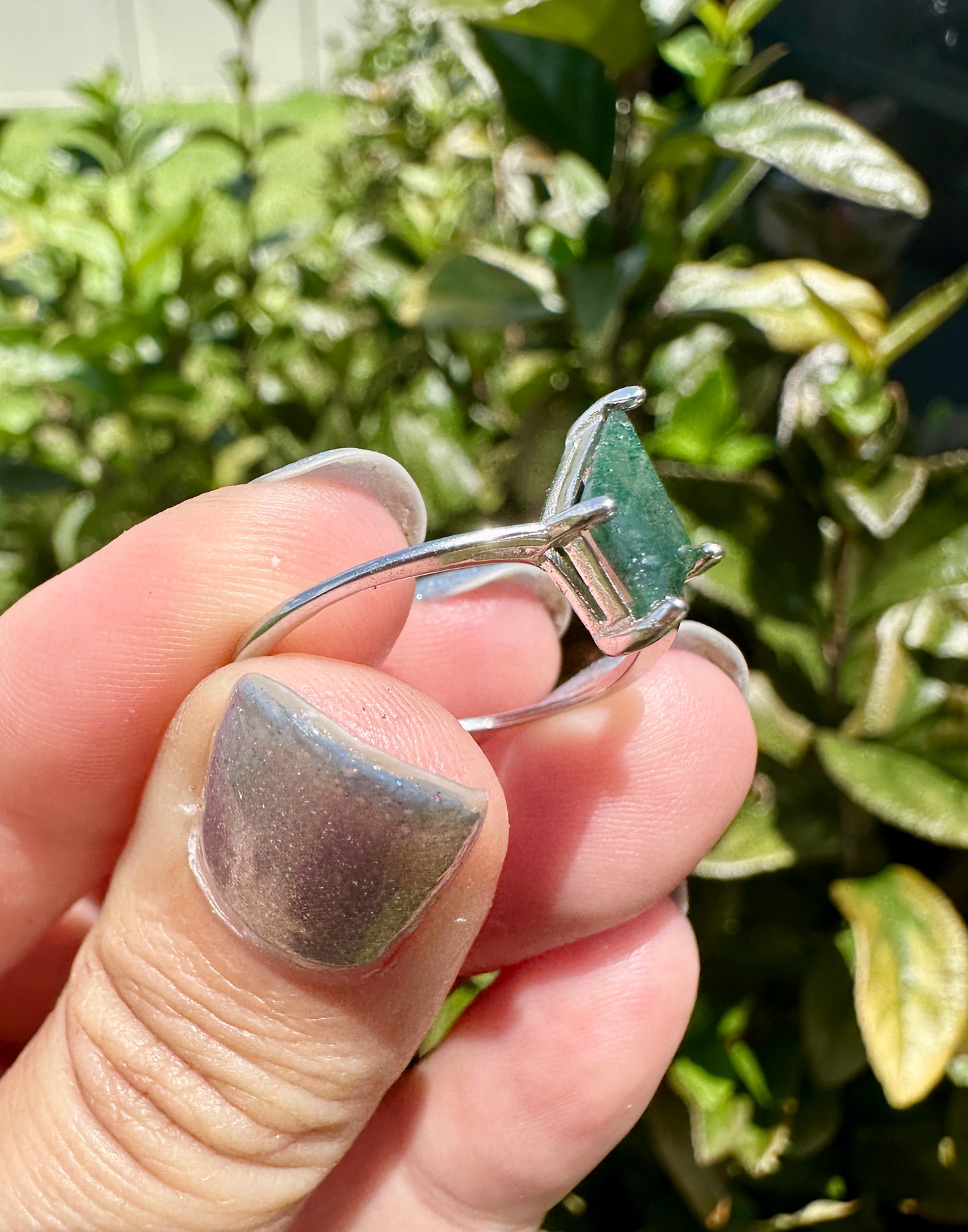 Adjustable Sterling Silver Moss Agate Ring - Handmade Natural Gemstone Jewelry - Unique Gift for Her - Elegant Boho Style Statement Ring