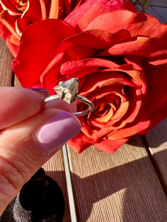 Pyrite - Sterling Silver Pyrite Ring - Size 4 Ring