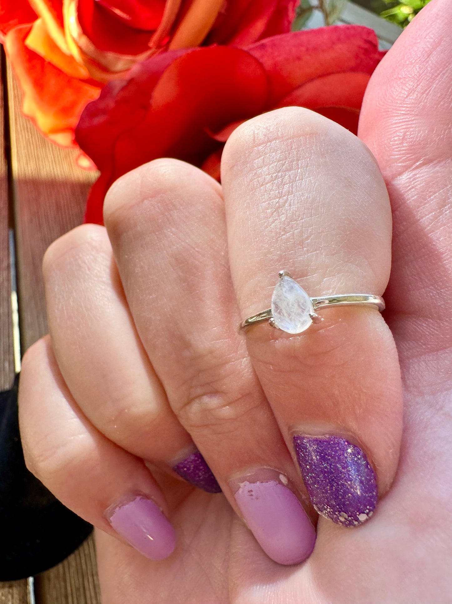 Sterling Silver Moonstone Ring Size 4.25, Captivating Handcrafted Gemstone Jewelry, Mystical Lunar Inspired Accessory, Unique Gift Idea