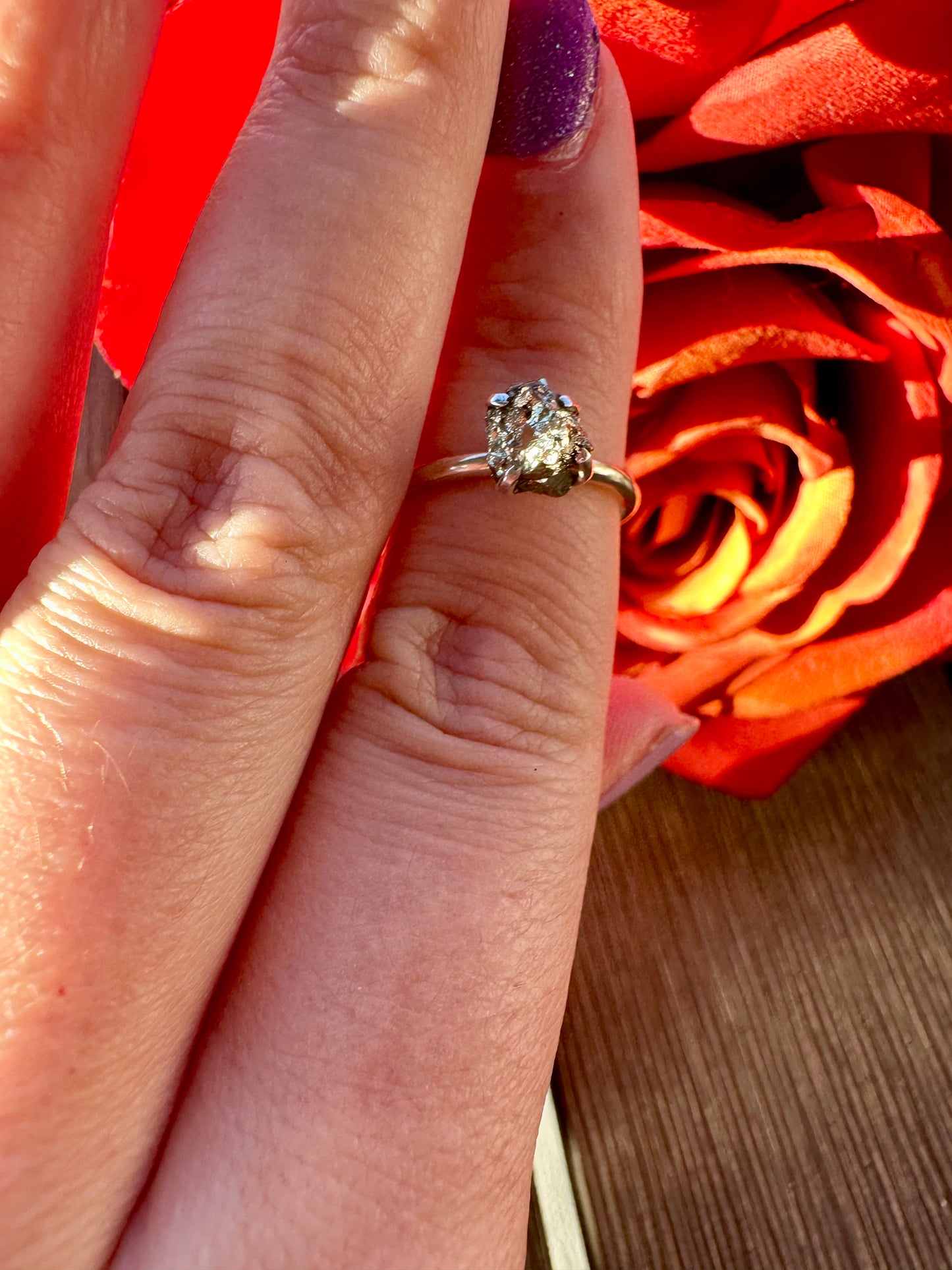 Pyrite - Sterling Silver Pyrite Ring - Size 5 Ring