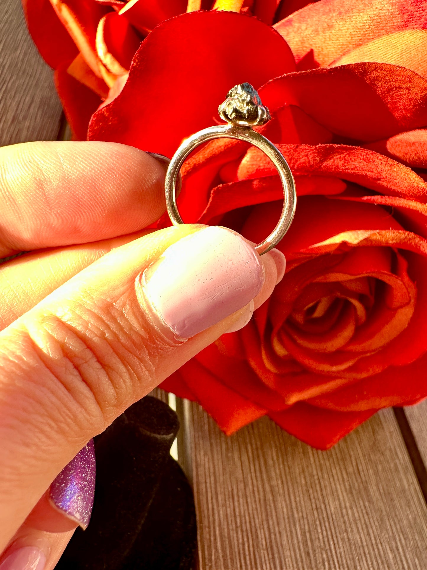 Pyrite - Sterling Silver Pyrite Ring - Size 5 Ring