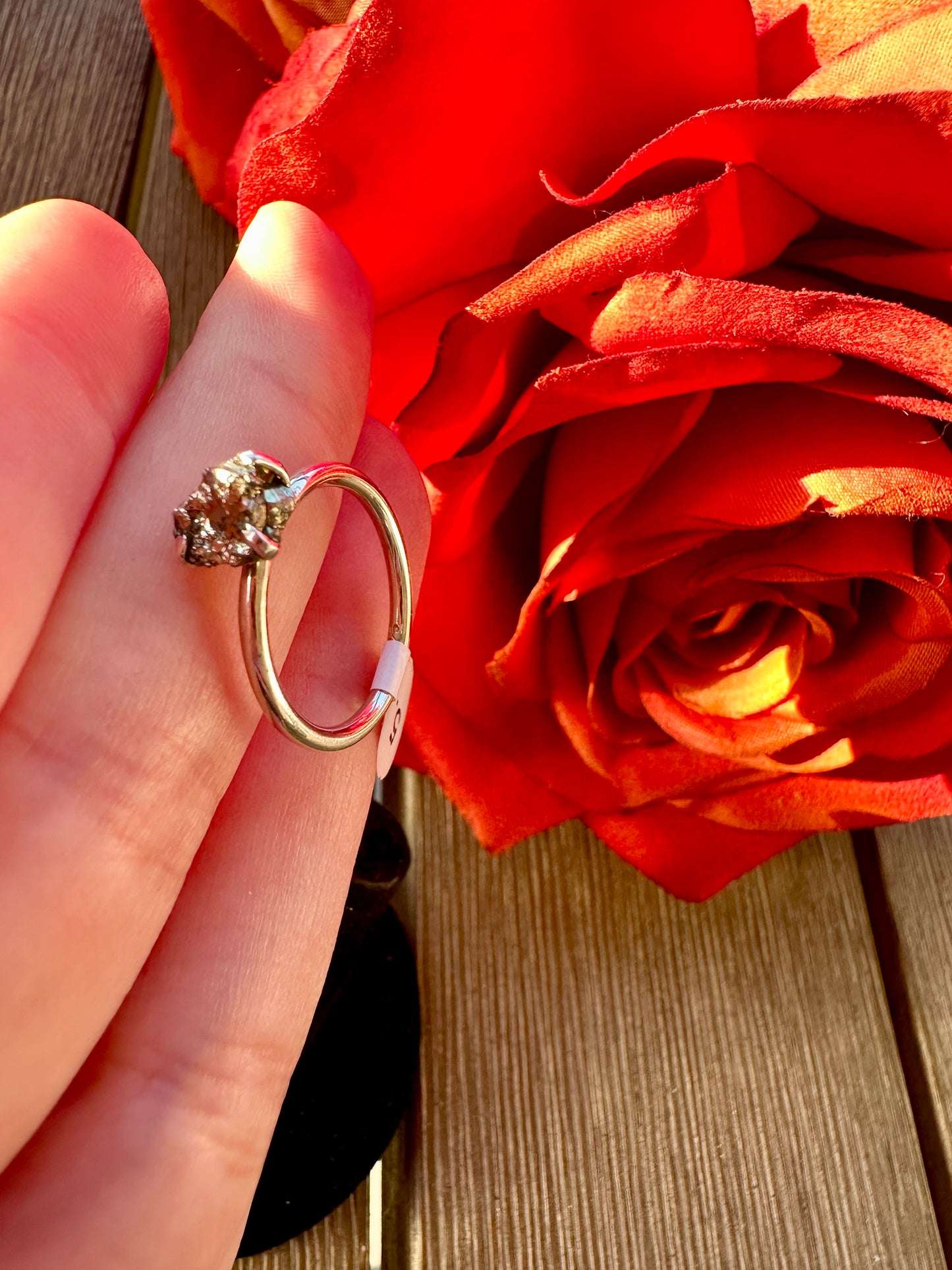 Pyrite - Sterling Silver Pyrite Ring - Size 5 Ring