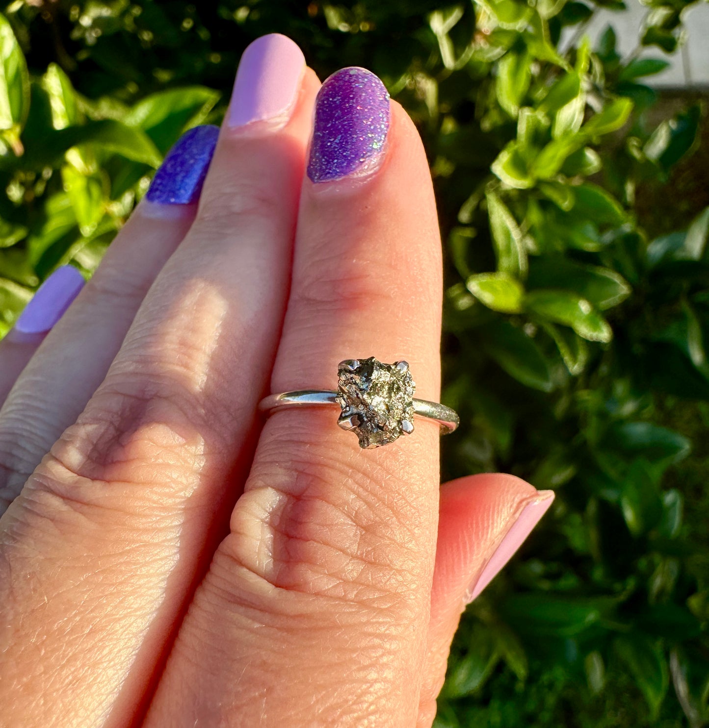 Pyrite - Sterling Silver Pyrite Ring - Size 5 Ring